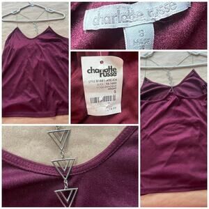 Burgundy velvet tank top